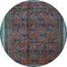 Round Persian Light Blue Traditional Rug, tr4388lblu