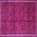 Square Machine Washable Persian Pink Traditional Rug, wshtr4388pnk