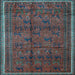 Square Machine Washable Persian Light Blue Traditional Rug, wshtr4388lblu