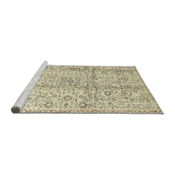Sideview of Machine Washable Traditional Khaki Gold Rug, wshtr4389