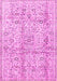 Machine Washable Persian Pink Traditional Rug, wshtr4389pnk