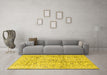 Machine Washable Persian Yellow Traditional Rug in a Living Room, wshtr4389yw