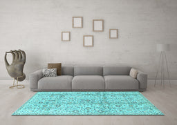 Machine Washable Persian Light Blue Traditional Rug in a Living Room, wshtr4389lblu