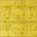 Square Machine Washable Persian Yellow Traditional Rug, wshtr4389yw