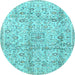 Round Machine Washable Persian Light Blue Traditional Rug, wshtr4389lblu