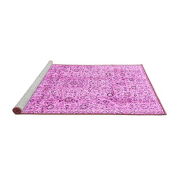 Sideview of Machine Washable Persian Pink Traditional Rug, wshtr4389pnk