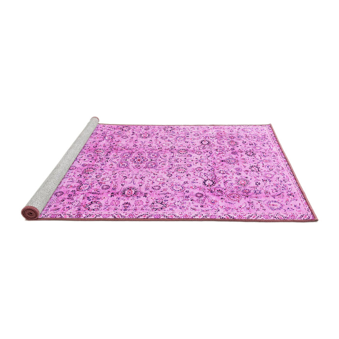 Sideview of Machine Washable Persian Pink Traditional Rug, wshtr4389pnk