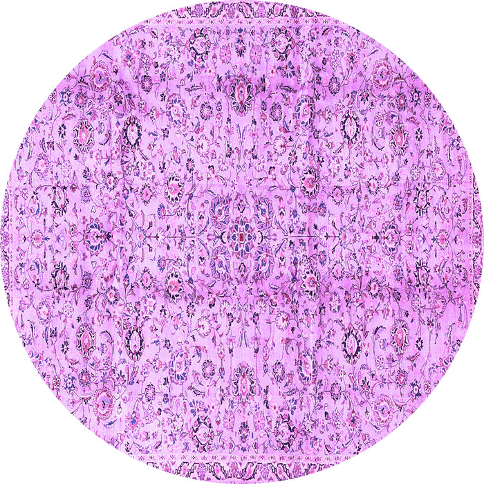 Round Machine Washable Persian Purple Traditional Area Rugs, wshtr4389pur