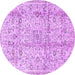 Round Machine Washable Persian Purple Traditional Area Rugs, wshtr4389pur