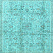 Square Machine Washable Persian Light Blue Traditional Rug, wshtr4389lblu