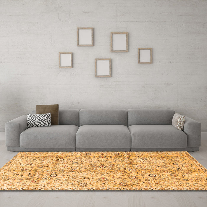 Machine Washable Persian Orange Traditional Area Rugs in a Living Room, wshtr4389org