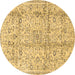 Round Machine Washable Persian Brown Traditional Rug, wshtr4389brn