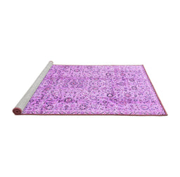 Sideview of Machine Washable Persian Purple Traditional Area Rugs, wshtr4389pur