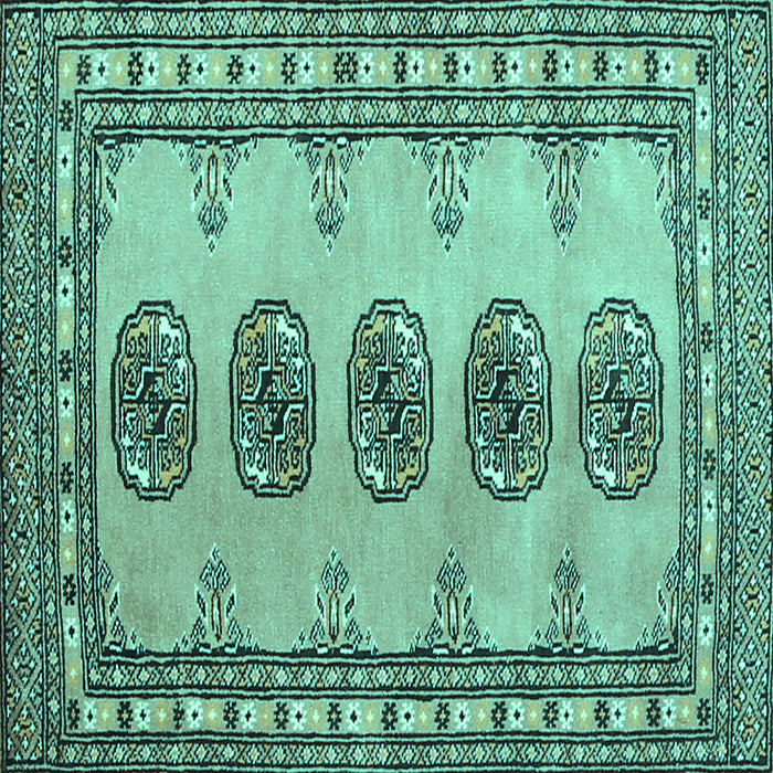 Square Machine Washable Southwestern Turquoise Country Area Rugs, wshtr438turq