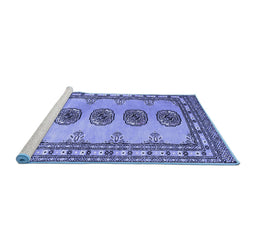 Sideview of Machine Washable Southwestern Blue Country Rug, wshtr438blu