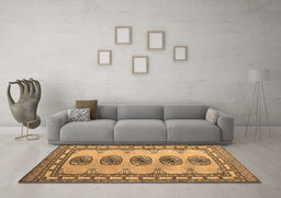 Machine Washable Southwestern Brown Country Rug in a Living Room,, wshtr438brn