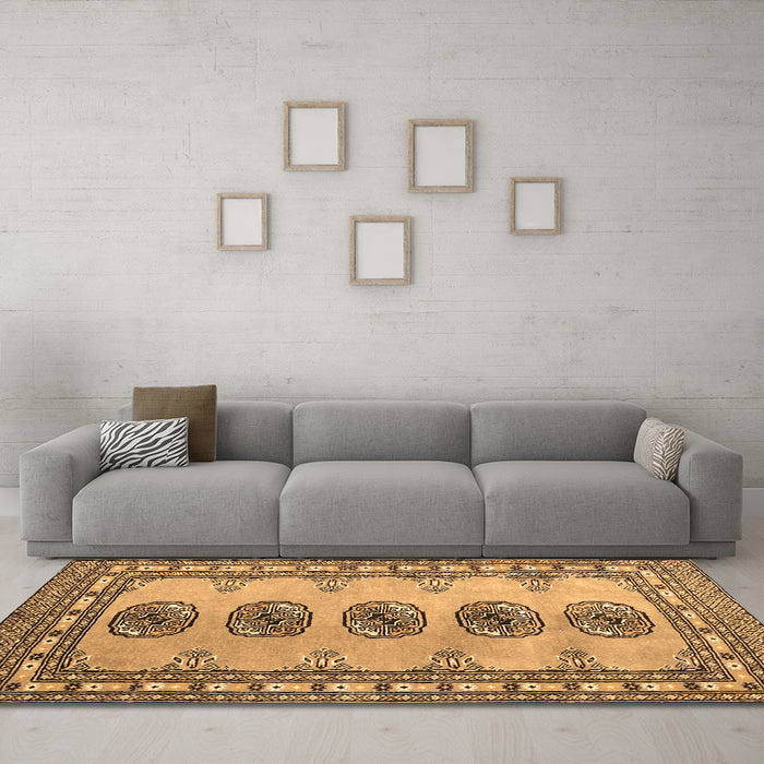 Machine Washable Southwestern Brown Country Rug in a Living Room,, wshtr438brn