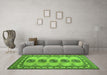 Machine Washable Southwestern Green Country Area Rugs in a Living Room,, wshtr438grn