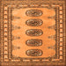 Round Machine Washable Southwestern Orange Country Area Rugs, wshtr438org