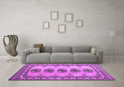 Machine Washable Southwestern Purple Country Area Rugs in a Living Room, wshtr438pur