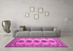 Machine Washable Southwestern Pink Country Rug in a Living Room, wshtr438pnk