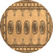 Round Southwestern Brown Country Rug, tr438brn