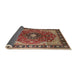 Sideview of Traditional Saffron Red Medallion Rug, tr439