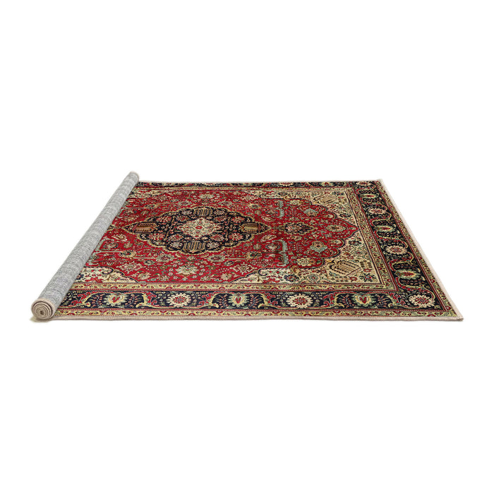Sideview of Machine Washable Traditional Saffron Red Rug, wshtr439