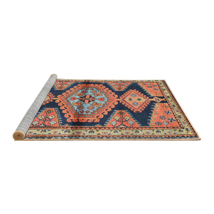 Sideview of Machine Washable Traditional Sepia Brown Rug, wshtr4390