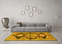 Machine Washable Persian Yellow Traditional Rug, wshtr4390yw