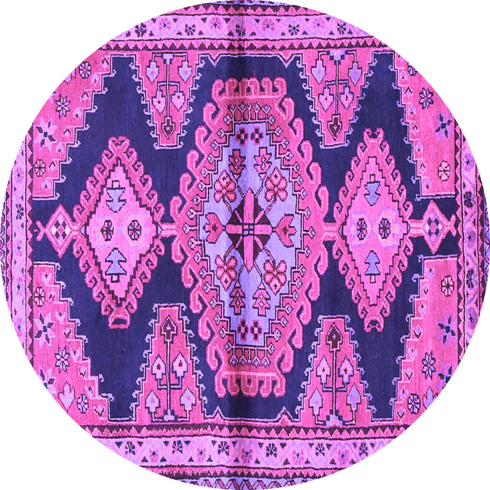 Round Machine Washable Persian Purple Traditional Area Rugs, wshtr4390pur
