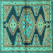 Square Machine Washable Persian Turquoise Traditional Area Rugs, wshtr4390turq