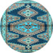 Round Persian Light Blue Traditional Rug, tr4390lblu