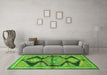 Machine Washable Persian Green Traditional Area Rugs in a Living Room,, wshtr4390grn