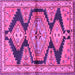 Square Machine Washable Persian Pink Traditional Rug, wshtr4390pnk