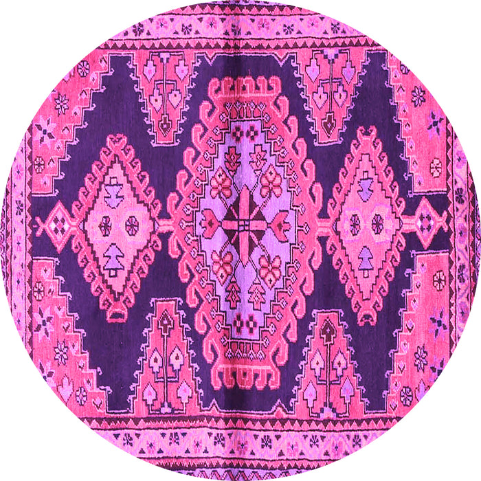 Round Machine Washable Persian Pink Traditional Rug, wshtr4390pnk