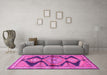 Machine Washable Persian Pink Traditional Rug in a Living Room, wshtr4390pnk