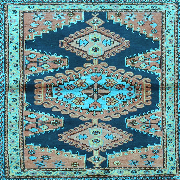 Square Machine Washable Persian Light Blue Traditional Rug, wshtr4390lblu