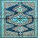 Square Machine Washable Persian Light Blue Traditional Rug, wshtr4390lblu