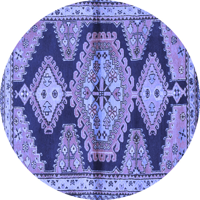Round Persian Blue Traditional Rug, tr4390blu