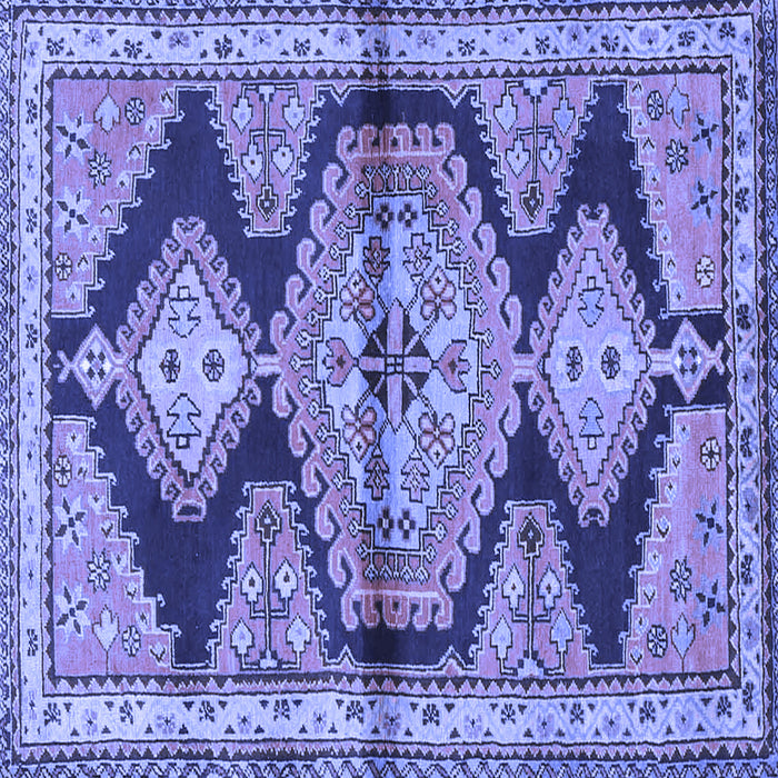 Square Machine Washable Persian Blue Traditional Rug, wshtr4390blu
