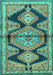 Machine Washable Persian Turquoise Traditional Area Rugs, wshtr4390turq