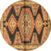 Round Persian Brown Traditional Rug, tr4390brn