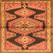 Round Machine Washable Persian Orange Traditional Area Rugs, wshtr4390org