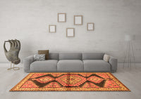 Machine Washable Persian Orange Traditional Rug, wshtr4390org