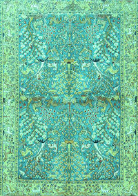 Animal Turquoise Traditional Rug, tr4391turq