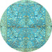 Round Animal Light Blue Traditional Rug, tr4391lblu