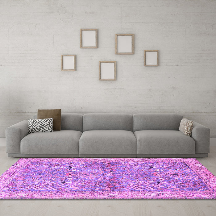 Machine Washable Animal Purple Traditional Area Rugs in a Living Room, wshtr4391pur