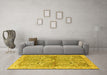 Machine Washable Animal Yellow Traditional Rug in a Living Room, wshtr4391yw