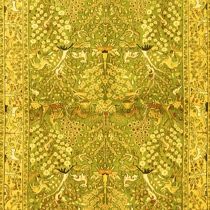 Machine Washable Animal Yellow Traditional Rug, wshtr4391yw